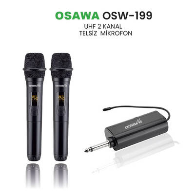 Osw 199 Şarjlı Telsiz Kablosuz Çift EL Mikrofon - 1